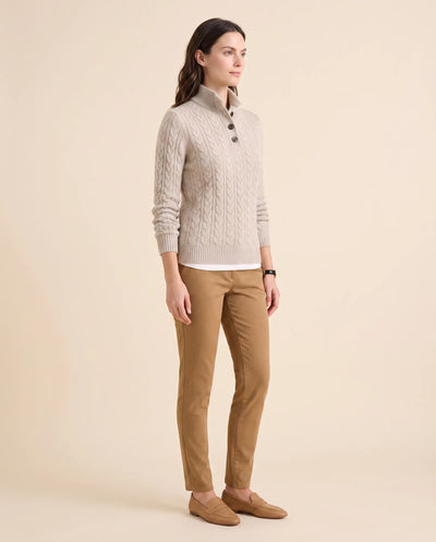 Jersey Maeve de Mujer - Punto de Ochos con Cuello Alto y Botones