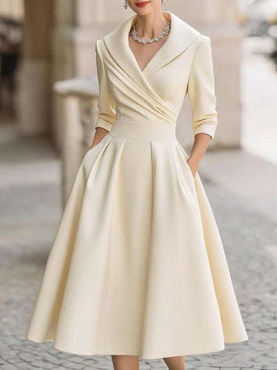 Vestido Midi Cruzado Helga Clásico de Primavera