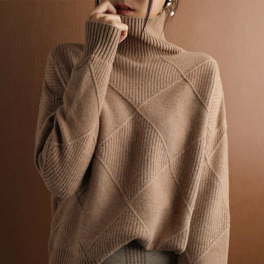 Jersey Natalie de Cuello Alto y Punto Trenzado