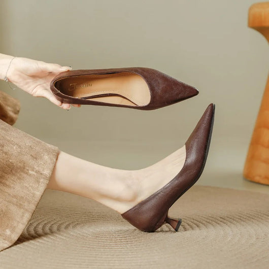 Zapatos de Tacón Bajo Pauline de Punta Fina