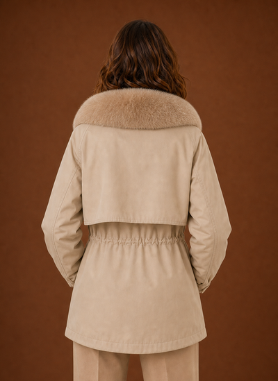 Parka de Invierno con Capucha de Pelo Sintético