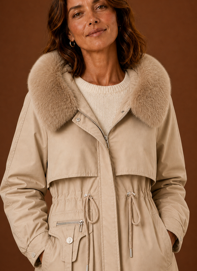 Parka de Invierno con Capucha de Pelo Sintético