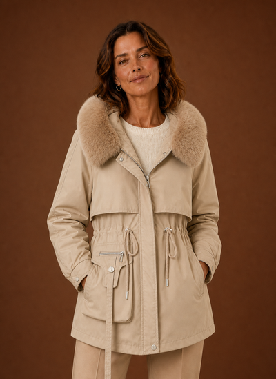 Parka de Invierno con Capucha de Pelo Sintético