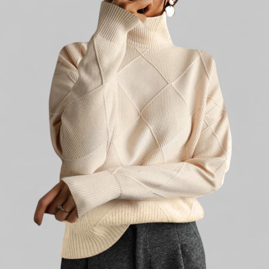 Jersey Barbara Oversize de Cuello Alto Estampado