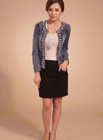 Chaqueta Vaquera Corta Lena con Pedrería