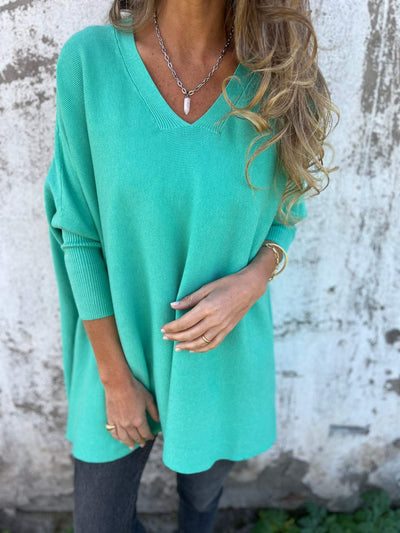 Jersey Annika de Corte Relajado con Cuello de Pico