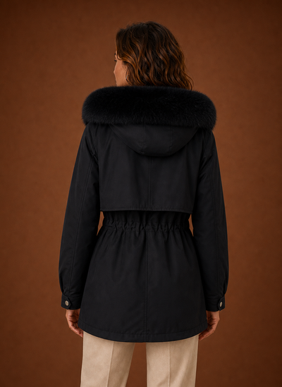 Parka de Invierno con Capucha de Pelo Sintético