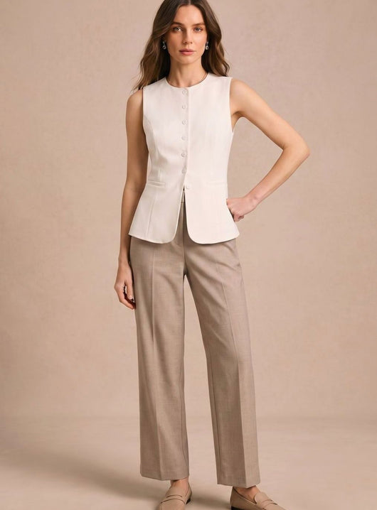 Chaleco Clara Elegante sin Mangas con Botones