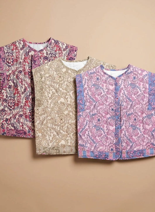 Chaleco Hannah Acolchado Floral con Bolsillos Laterales