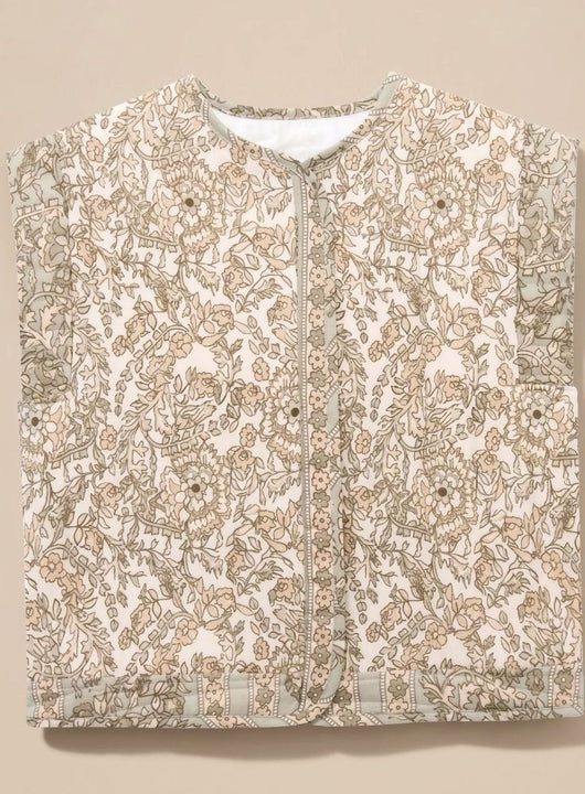 Chaleco Hannah Acolchado Floral con Bolsillos Laterales