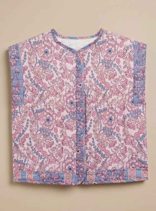 Chaleco Hannah Acolchado Floral con Bolsillos Laterales