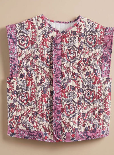 Chaleco Hannah Acolchado Floral con Bolsillos Laterales