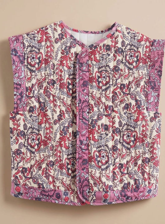 Chaleco Hannah Acolchado Floral con Bolsillos Laterales