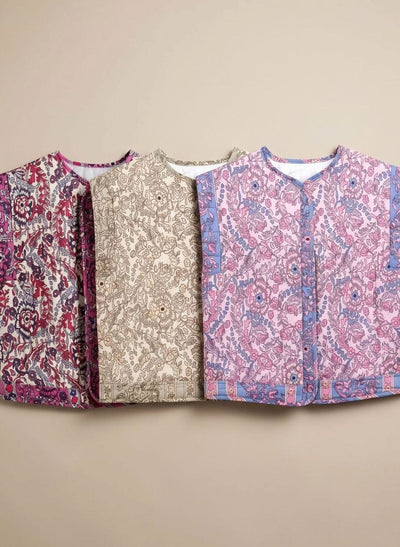 Chaleco Hannah Acolchado Floral con Bolsillos Laterales