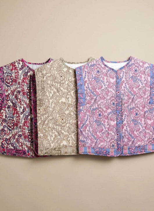 Chaleco Hannah Acolchado Floral con Bolsillos Laterales