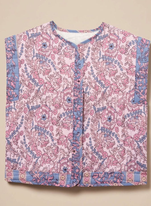 Chaleco Hannah Acolchado Floral con Bolsillos Laterales