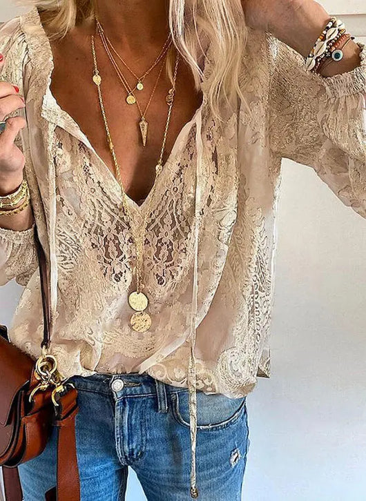 Blusa Tamara Boho Elegante con Escote en V