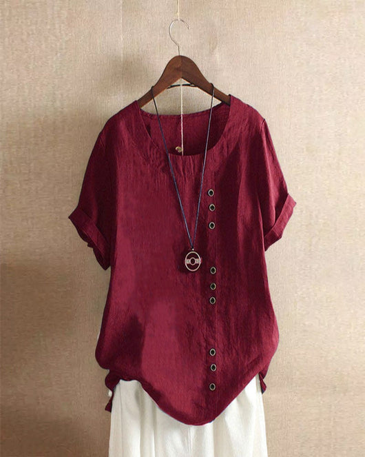 Blusa Doris Casual de Manga Corta con Botones