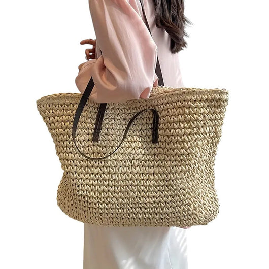 Bolso Tote de Playa Laura, Amplio y Trenzado