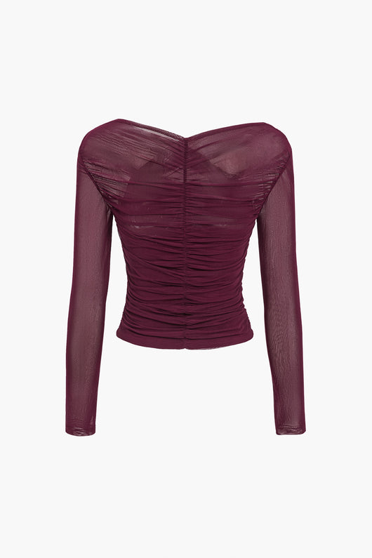 Top Susanne de Malla Fruncida y Manga Larga