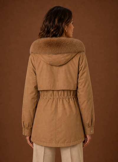 Parka de Invierno con Capucha de Pelo Sintético