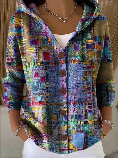 Cárdigan Marie Cassidy con Capucha y Botonadura Multicolor