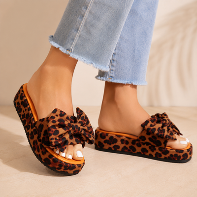 Sandalias Rosali con Plataforma y Lazo - Calzado de Plataforma con Detalle de Lazo