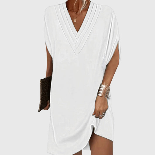 Vestido Corto Nicole con Escote en V y Corte Relajado