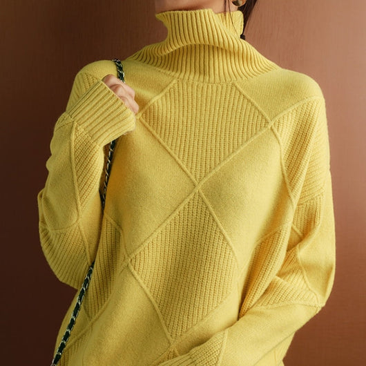 Jersey Natalie de Cuello Alto y Punto Trenzado