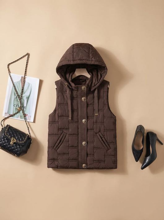 Chaleco Acolchado Leonie con Capucha y Botones