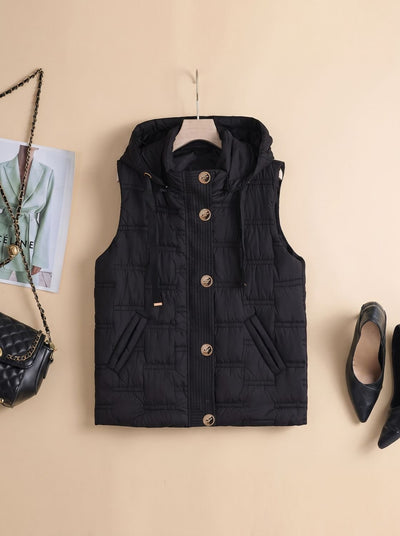 Chaleco Acolchado Leonie con Capucha y Botones