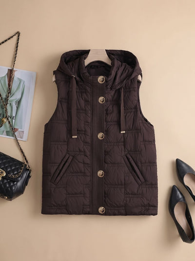 Chaleco Acolchado Leonie con Capucha y Botones