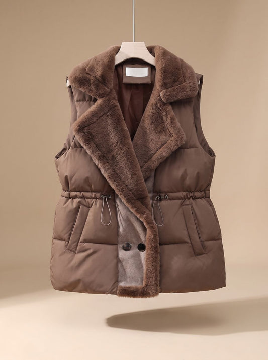 Chaleco Acolchado Hannah con Cuello de Pelo Sintético