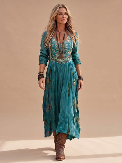 Vestido Frieda Midi Boho Floral Vintage