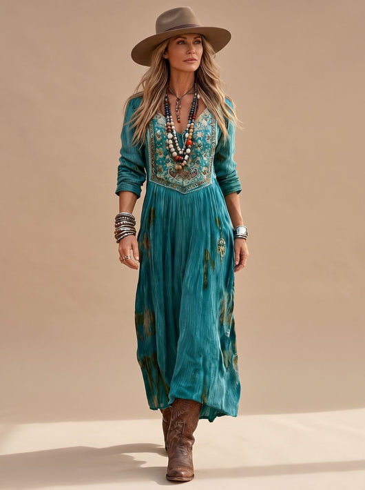 Vestido Frieda Midi Boho Floral Vintage