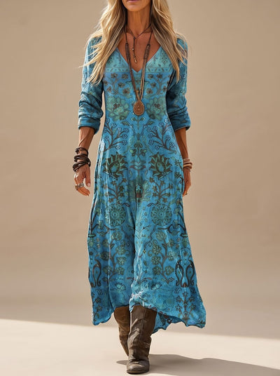 Vestido Annika Maxi Floral Vintage con Escote en V