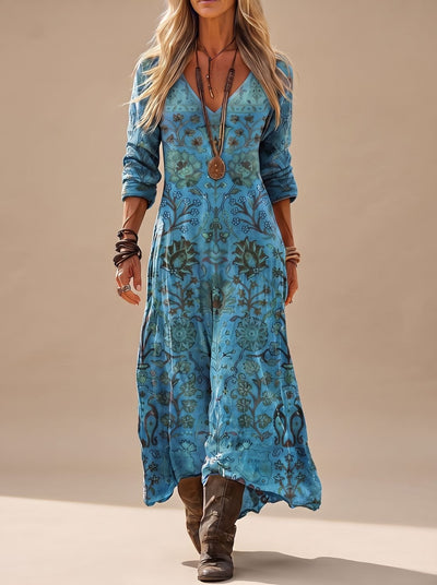 Vestido Annika Maxi Floral Vintage con Escote en V