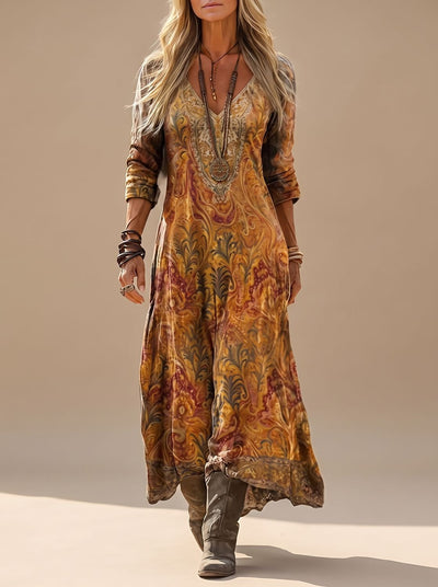 Vestido Lena Maxi Boho Estampado Paisley Vintage