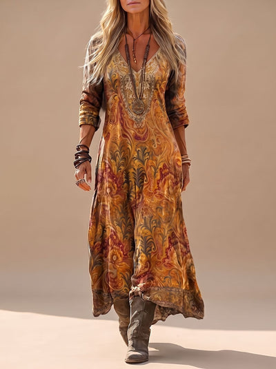 Vestido Lena Maxi Boho Estampado Paisley Vintage
