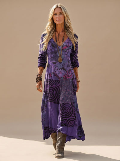 Vestido Hannah Maxi Estampado Patchwork Vintage