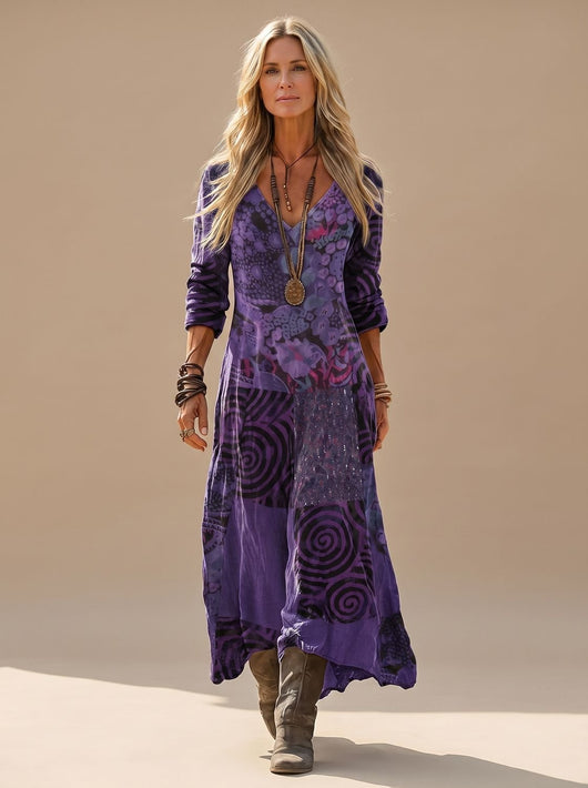 Vestido Hannah Maxi Estampado Patchwork Vintage
