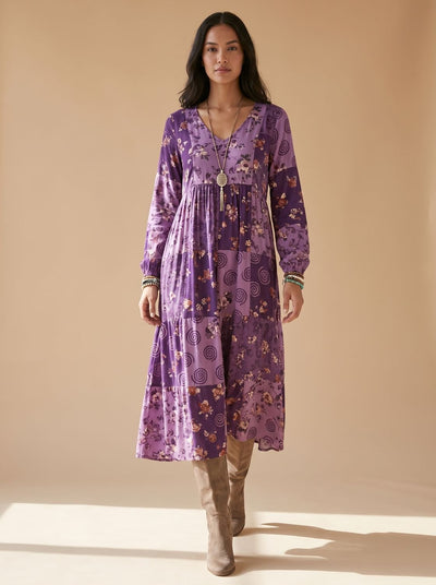 Vestido Hannah Maxi Estampado Patchwork Vintage