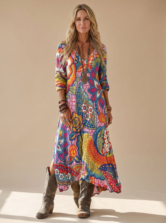 Vestido Marie Maxi Boho Floral con Escote en V