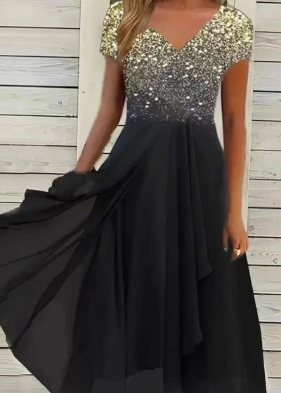 Vestido Lena Vaporoso de Gasa Floral con Escote en V