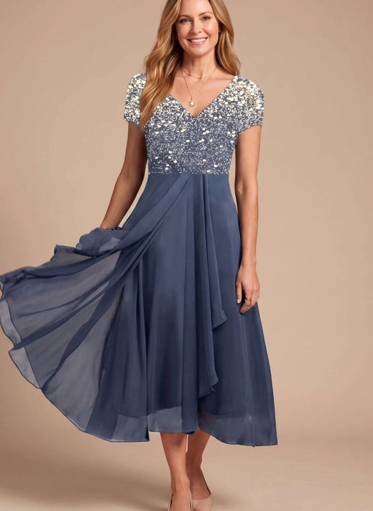 Vestido Lena Vaporoso de Gasa Floral con Escote en V
