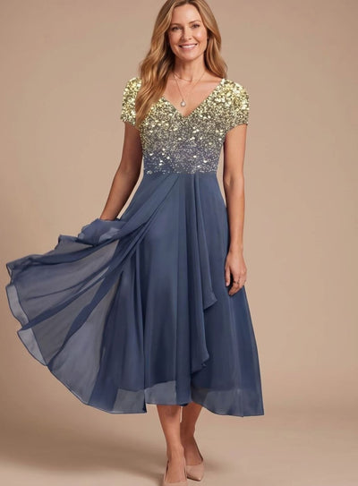 Vestido Lena Vaporoso de Gasa Floral con Escote en V
