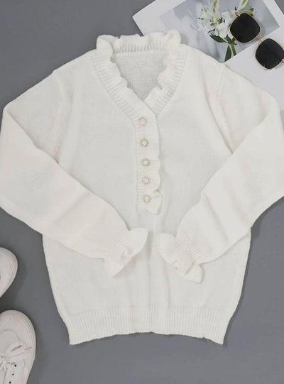 Jersey Charlotte Elegante de Cuello Pico con Volantes