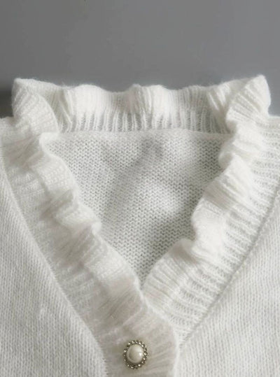 Jersey Charlotte Elegante de Cuello Pico con Volantes