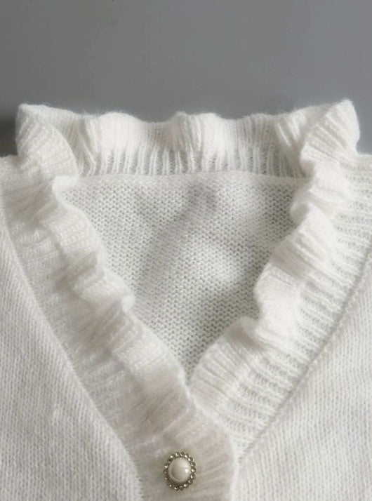 Jersey Charlotte Elegante de Cuello Pico con Volantes