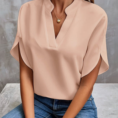 Blusa Lena Fluida con Escote en V y Manga Ancha